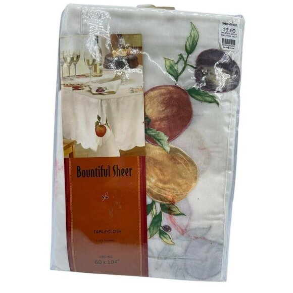 Table Linen Satin With Sheer Panel Bountiful Sheer 60 X 104” Oblong - Picture 2 of 4